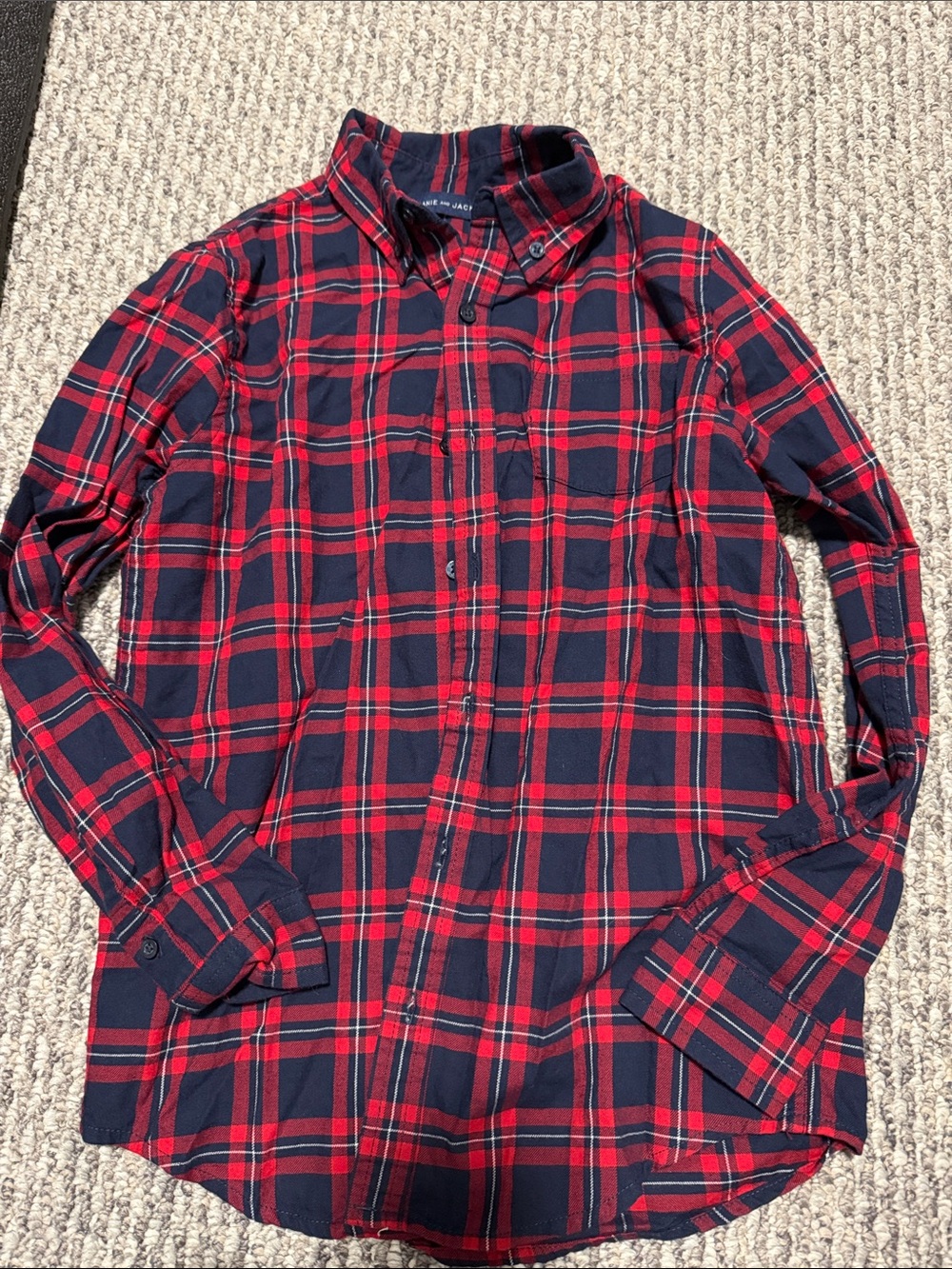 Janie and Jack Classic Red & Navy Plaid Button-Down Shirt - Kids